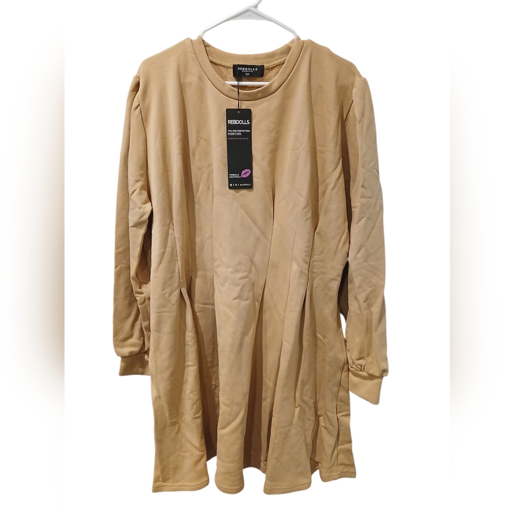 RebDolls All To Myself Skater Mini Dress Sz 5X  Tan/Brown